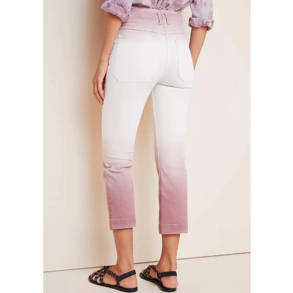 Anthropologie High Rise Rose & White Ombré Tie Dip Dye Ankle Jeans Size 26